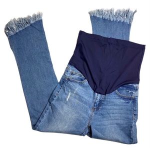 Pinkblush Maternity Distressed Fringe Hem Jeans